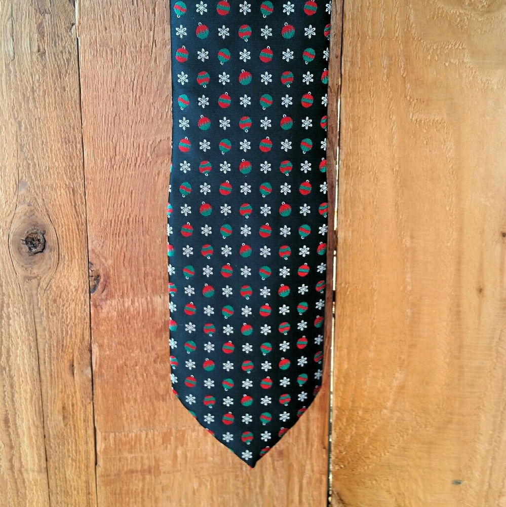 Christmas Holiday Novelty Tie - Black - Ornaments